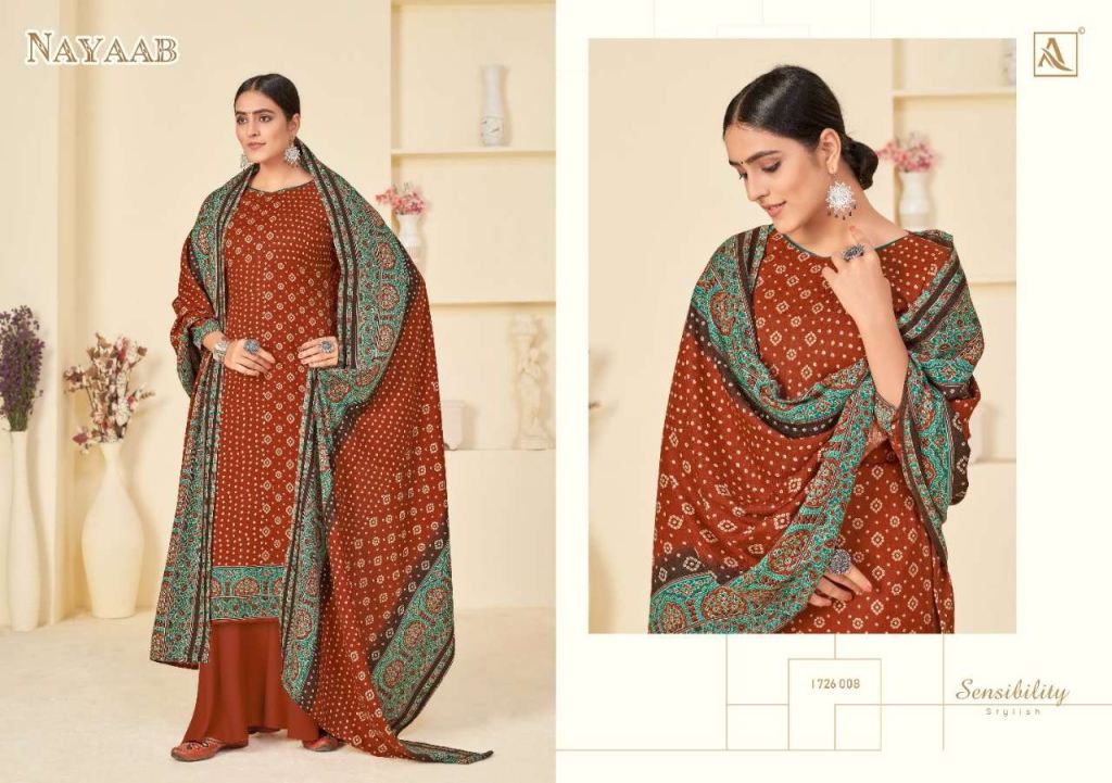 Alok Nayaab Pure Wool Pashmina Digital Style Print Dress Material Catalog