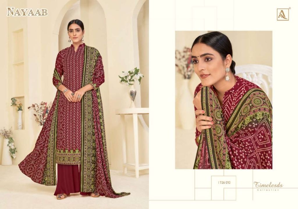 Alok Nayaab Pure Wool Pashmina Digital Style Print Dress Material Catalog