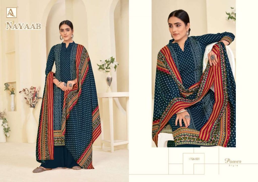 Alok Nayaab Pure Wool Pashmina Digital Style Print Dress Material Catalog