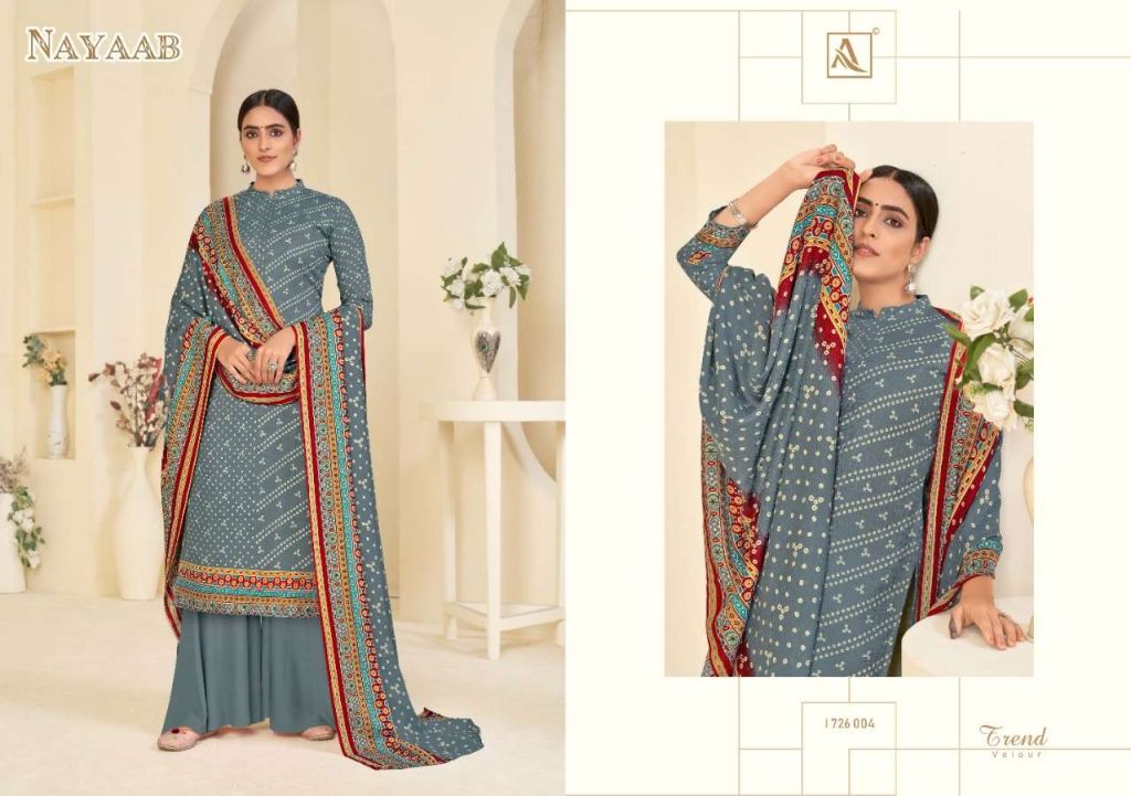 Alok Nayaab Pure Wool Pashmina Digital Style Print Dress Material Catalog