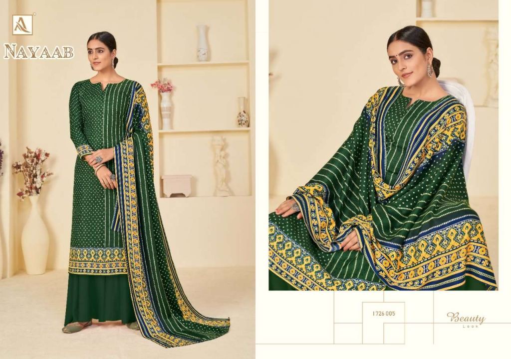 Alok Nayaab Pure Wool Pashmina Digital Style Print Dress Material Catalog