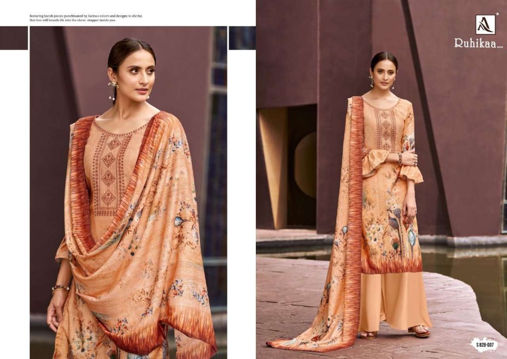 Alok Ruhikaa Pure Wool Pashmina Digital Print With Work Dress Material Catalog