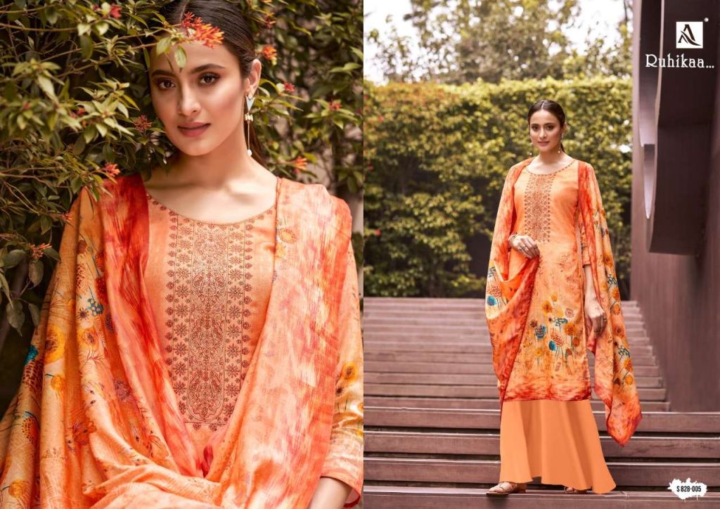 Alok Ruhikaa Pure Wool Pashmina Digital Print With Work Dress Material Catalog