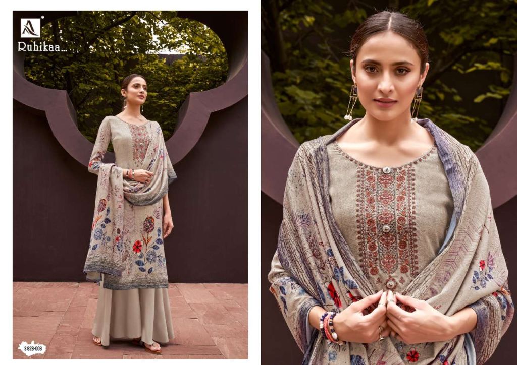 Alok Ruhikaa Pure Wool Pashmina Digital Print With Work Dress Material Catalog