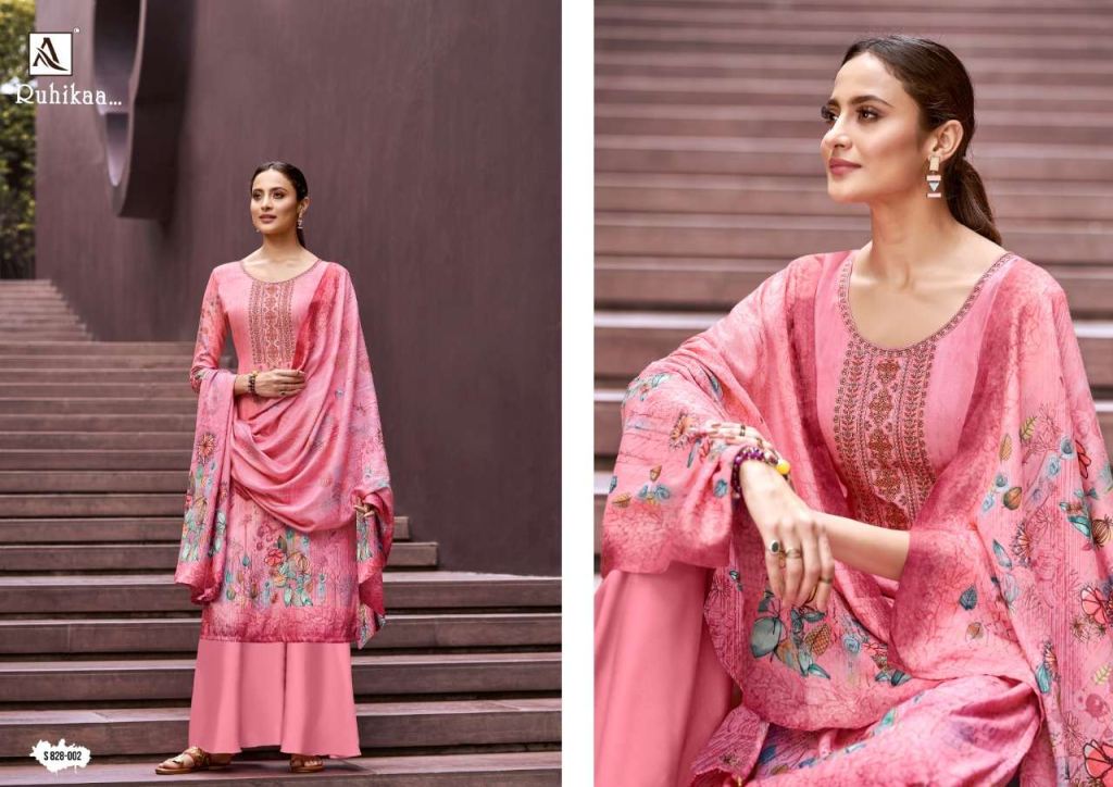 Alok Ruhikaa Pure Wool Pashmina Digital Print With Work Dress Material Catalog