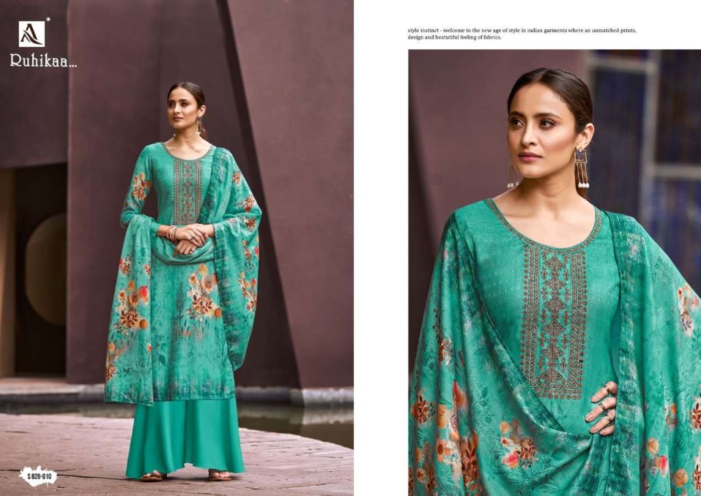 Alok Ruhikaa Pure Wool Pashmina Digital Print With Work Dress Material Catalog