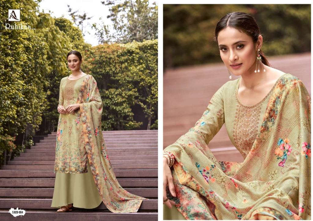 Alok Ruhikaa Pure Wool Pashmina Digital Print With Work Dress Material Catalog