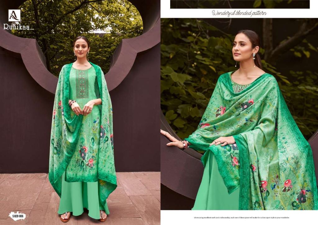 Alok Ruhikaa Pure Wool Pashmina Digital Print With Work Dress Material Catalog