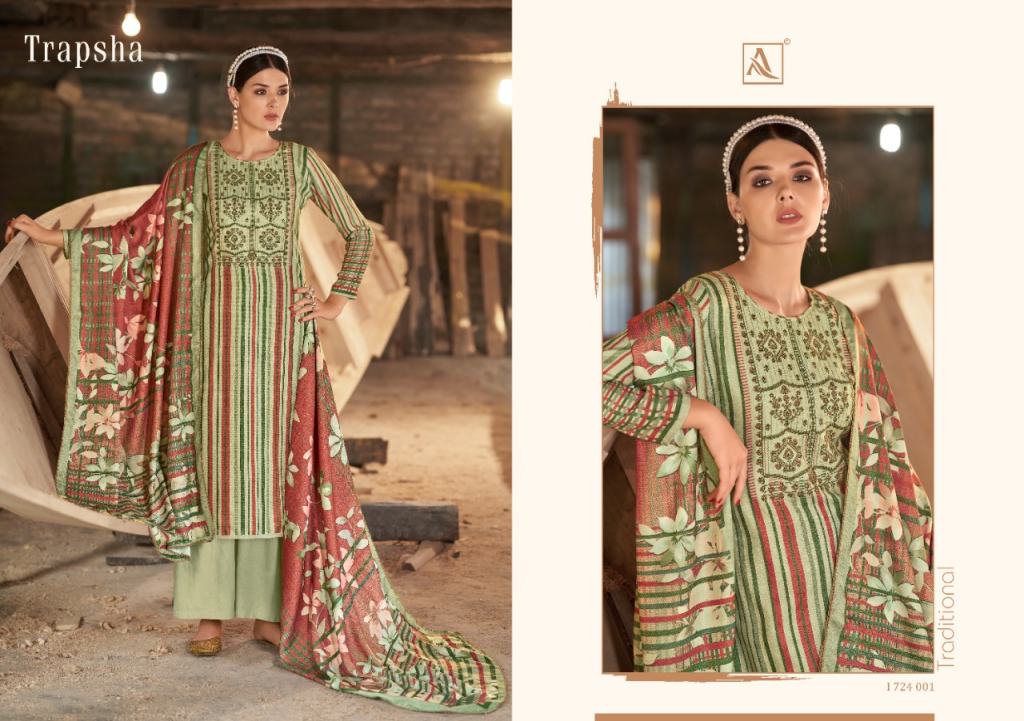 Alok Trapsa Wool Pashmina Digital Print Dress Material