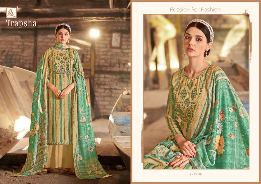 Alok Trapsa Wool Pashmina Digital Print Dress Material