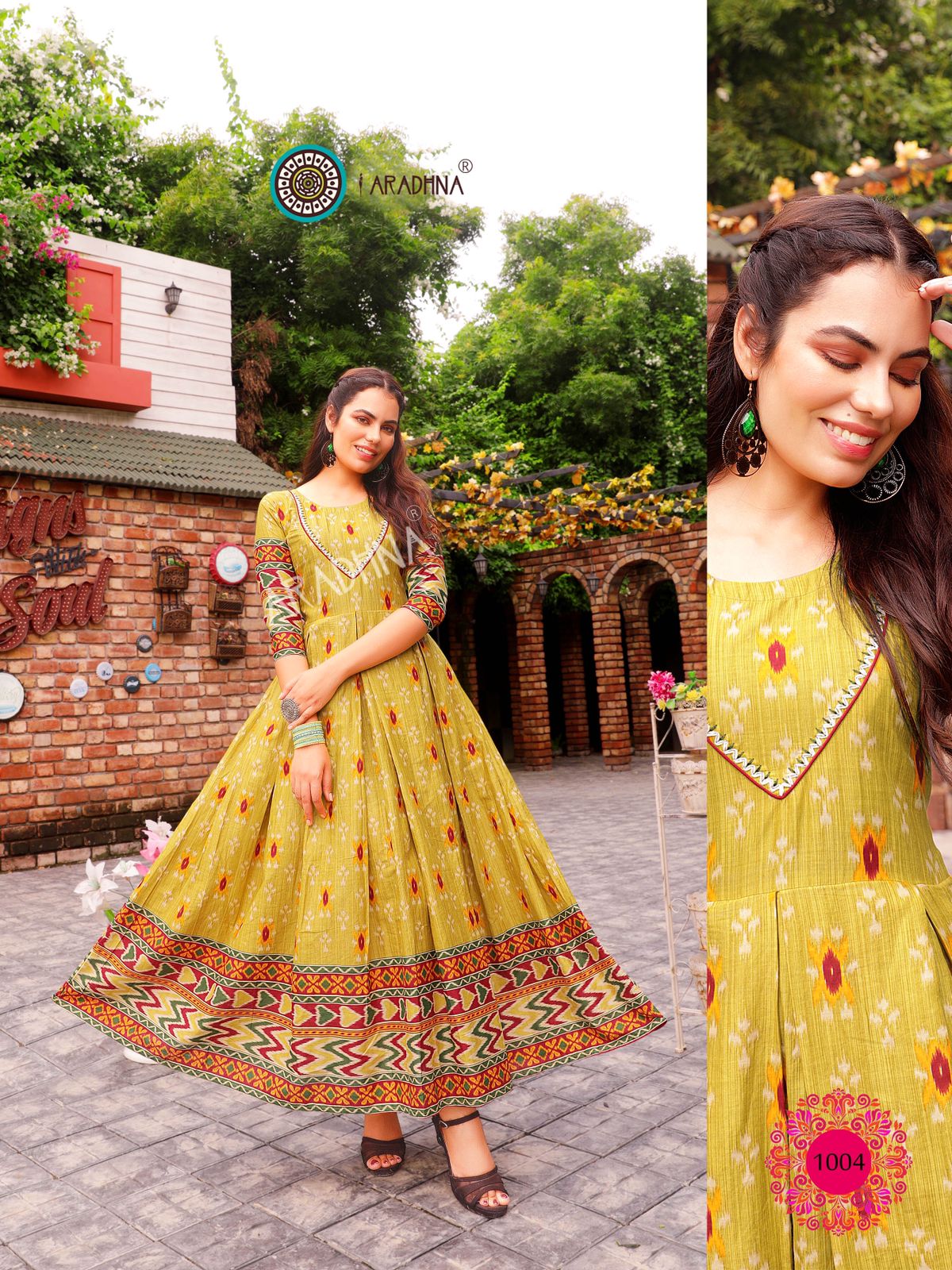 Aradhna Ikat Vol 1 Heavy Cotton Anarkali Long Kurti Low Rate Catalog