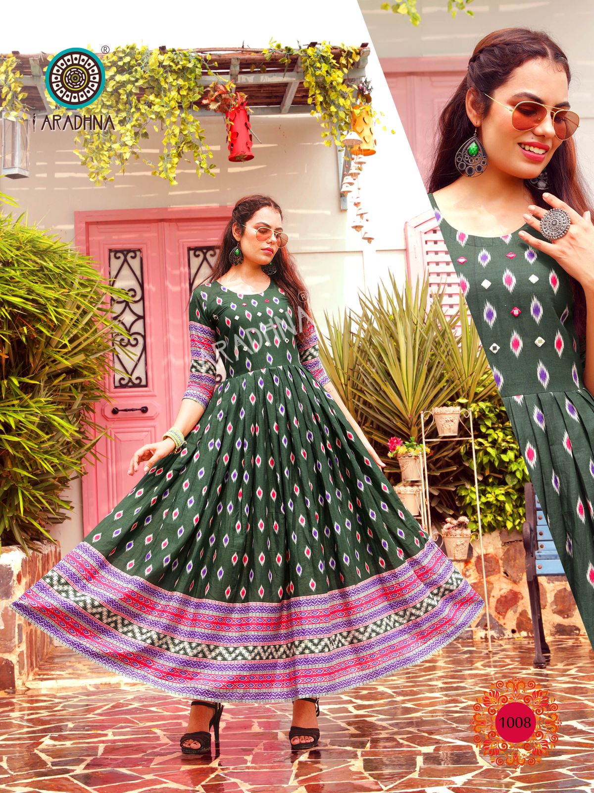Aradhna Ikat Vol 1 Heavy Cotton Anarkali Long Kurti Low Rate Catalog