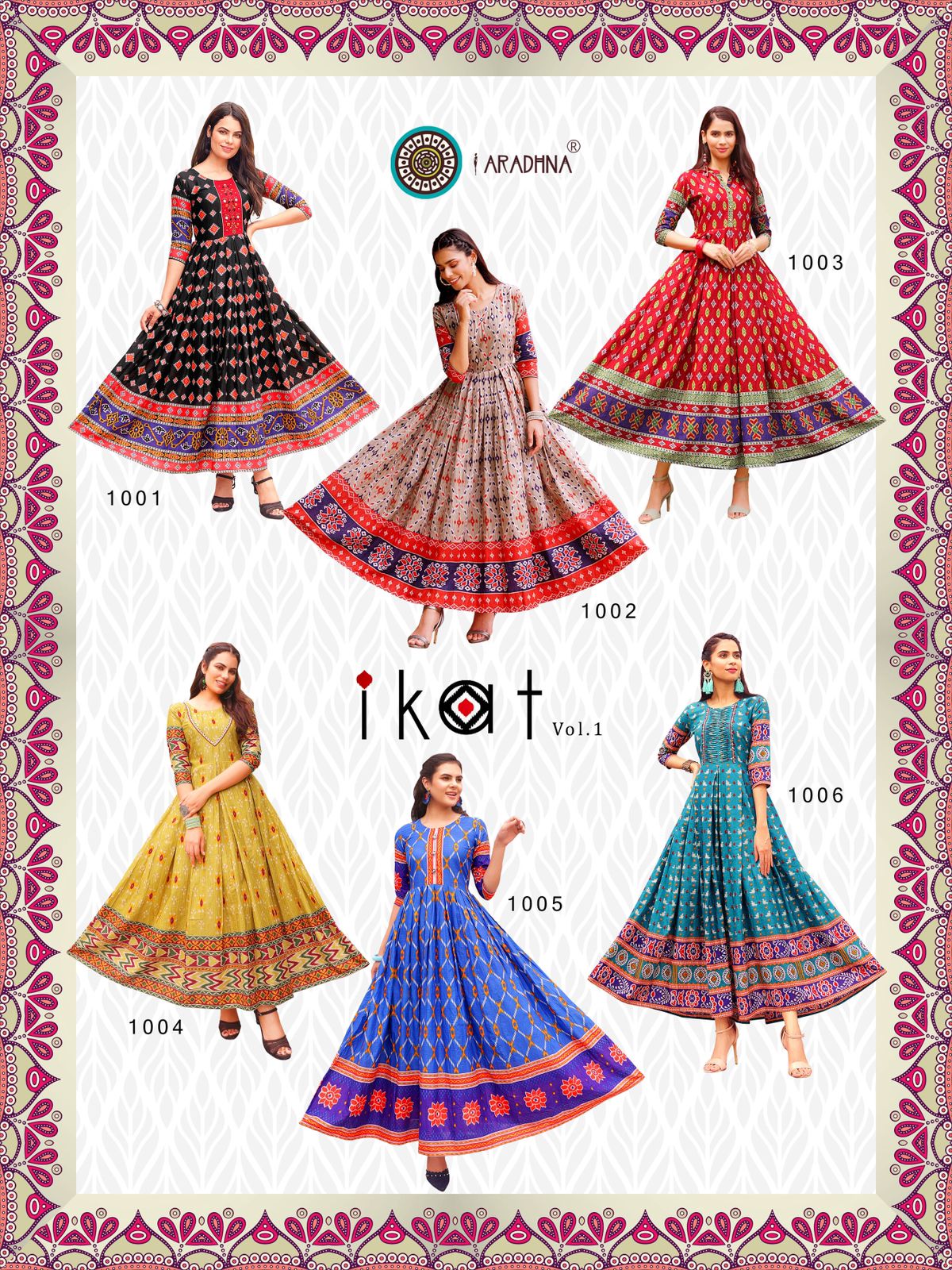 Aradhna Ikat Vol 1 Heavy Cotton Anarkali Long Kurti Low Rate Catalog