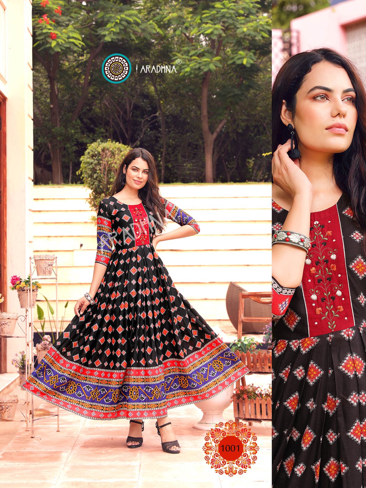 Aradhna Ikat Vol 1 Heavy Cotton Anarkali Long Kurti Low Rate Catalog