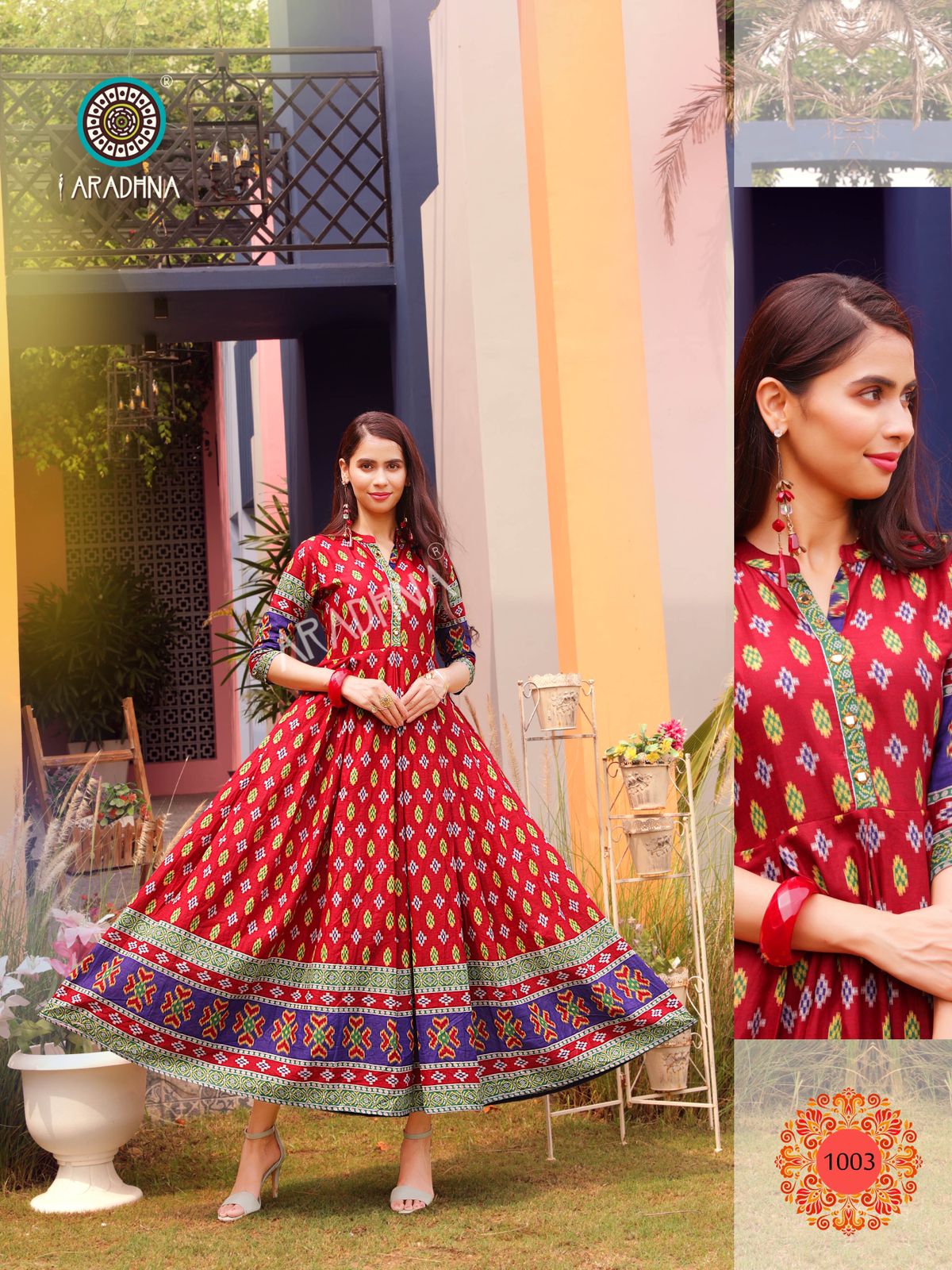 Aradhna Ikat Vol 1 Heavy Cotton Anarkali Long Kurti Low Rate Catalog