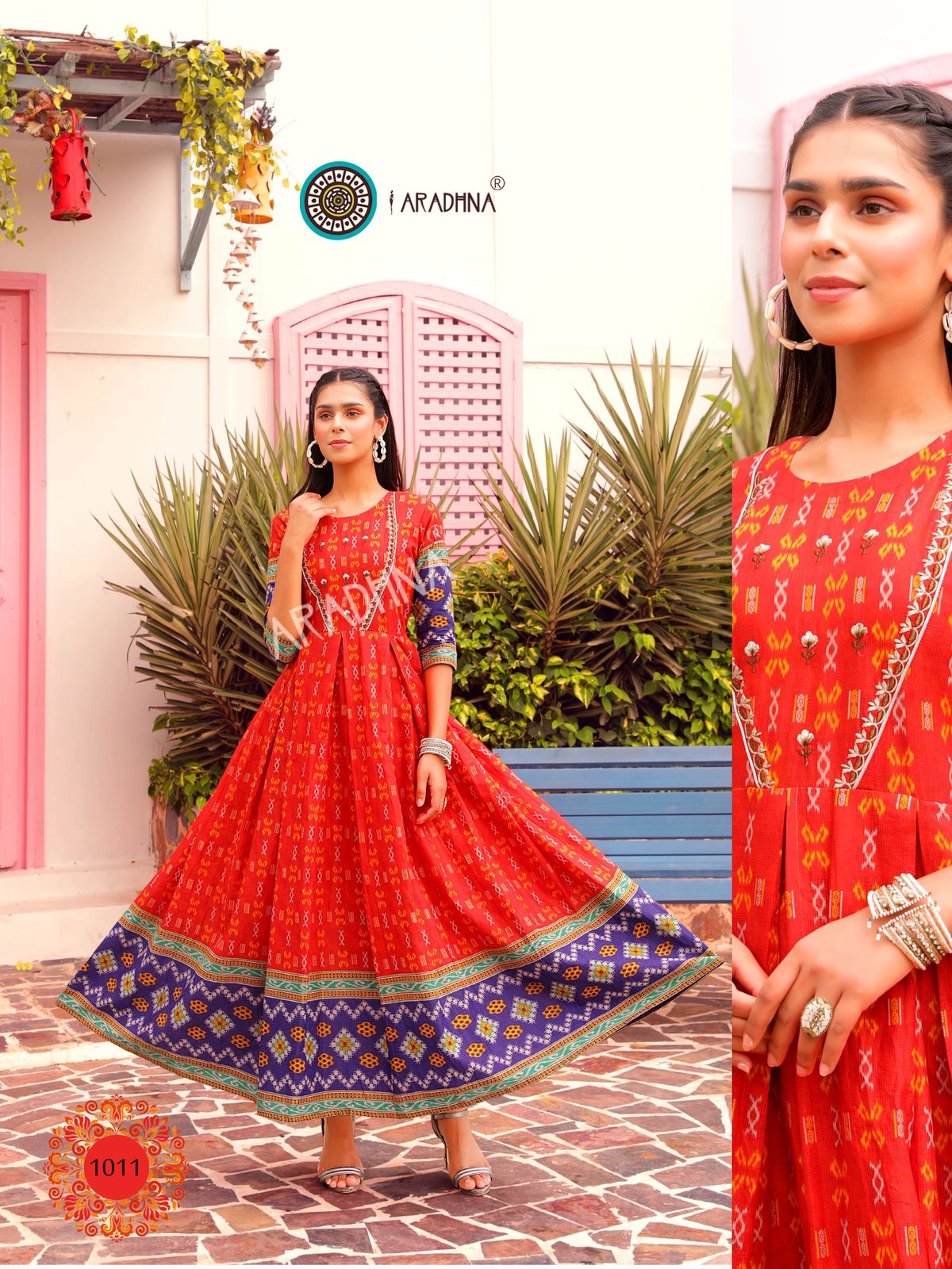 Ikat anarkali kurtis sale