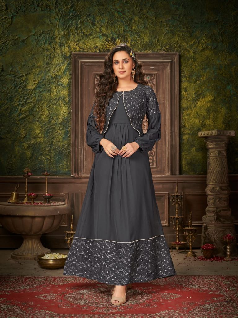 Banwery Me & Mom Vol 4 Mother-daughter Combo Embroidery With Sequence Long Gown Wholesale Kurtis