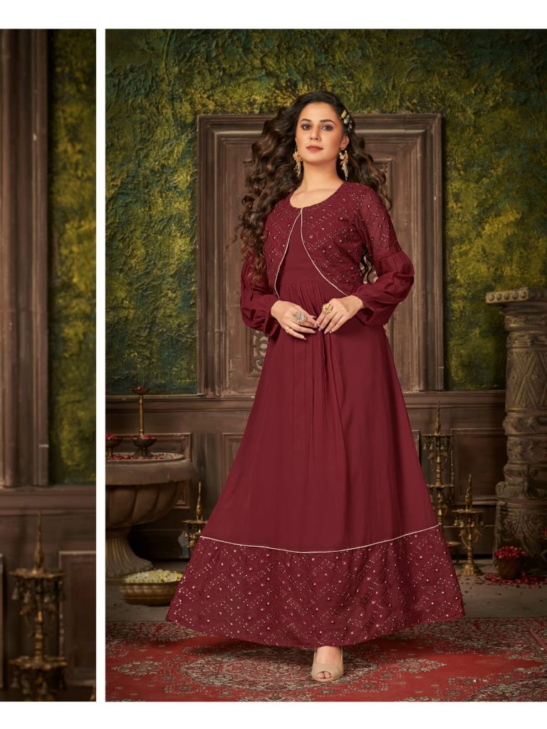 Banwery Me & Mom Vol 4 Mother-daughter Combo Embroidery With Sequence Long Gown Wholesale Kurtis