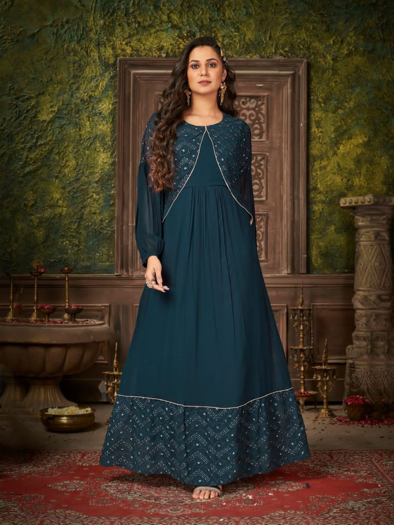 Banwery Me & Mom Vol 4 Mother-daughter Combo Embroidery With Sequence Long Gown Wholesale Kurtis