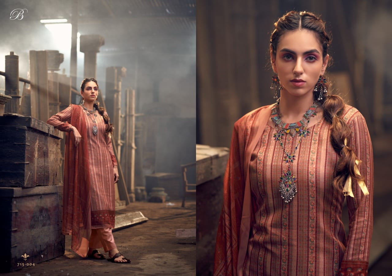 Belliza  Felix Pure Pashmina With Exclusive Digital Prints Dress Material Catalog