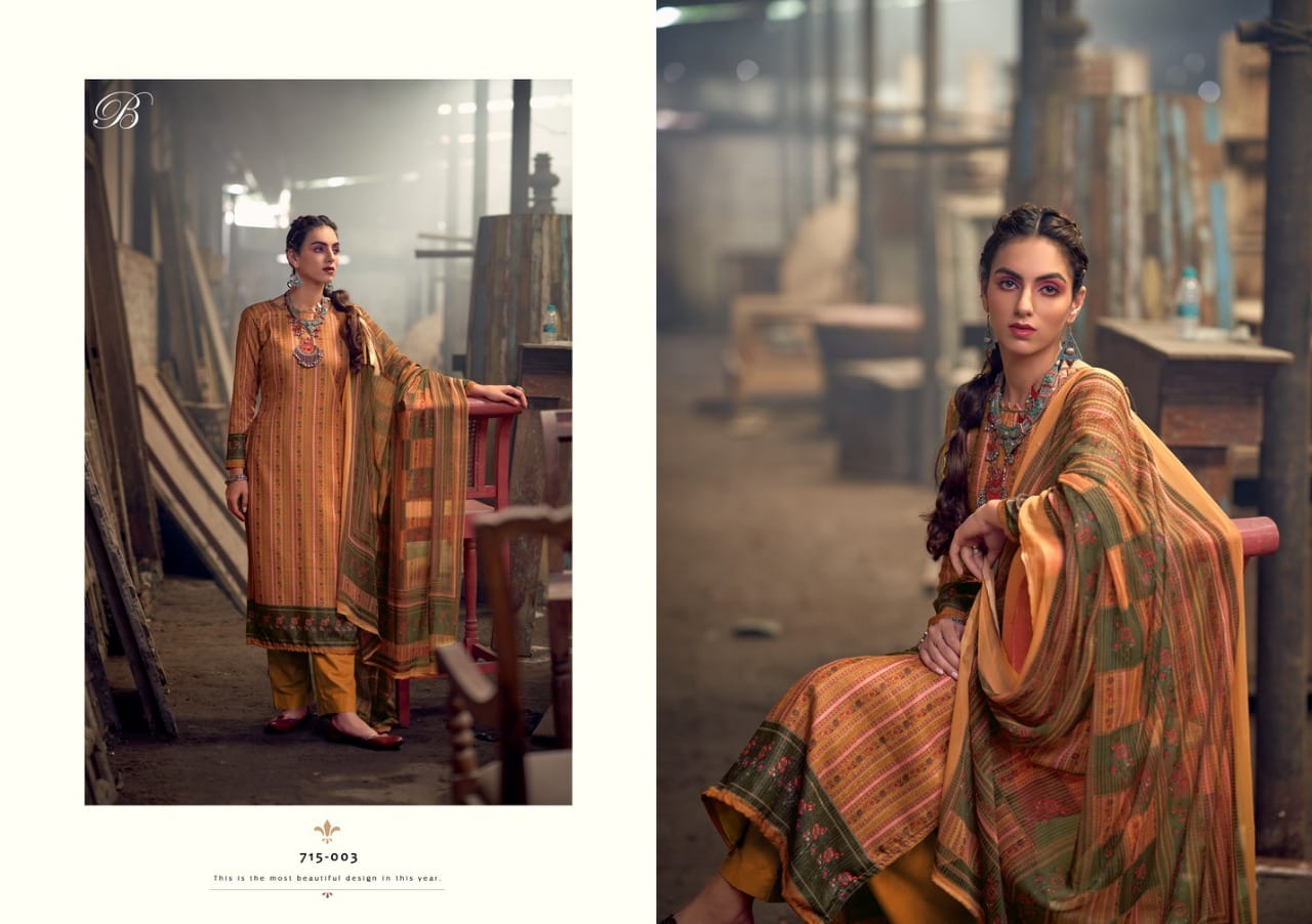 Belliza  Felix Pure Pashmina With Exclusive Digital Prints Dress Material Catalog