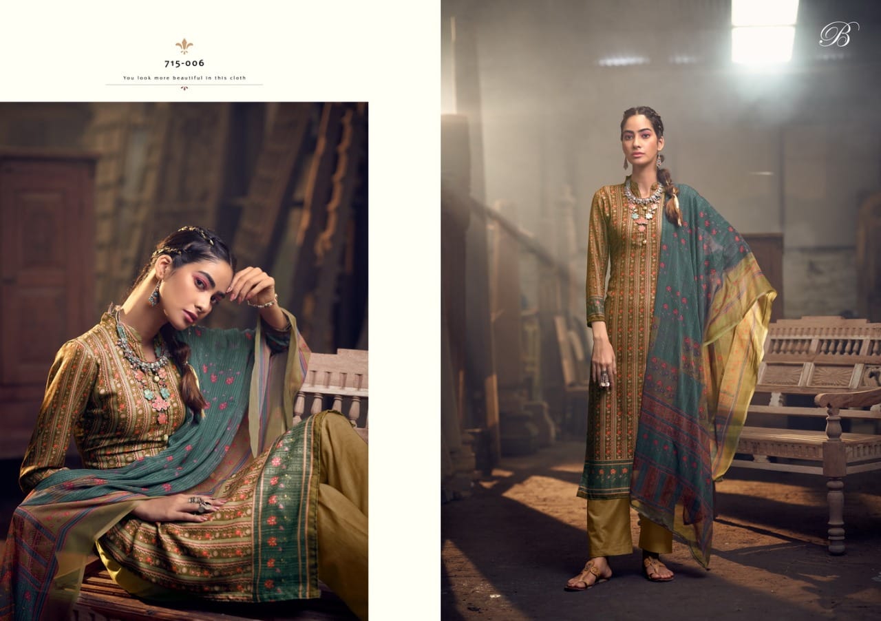 Belliza  Felix Pure Pashmina With Exclusive Digital Prints Dress Material Catalog