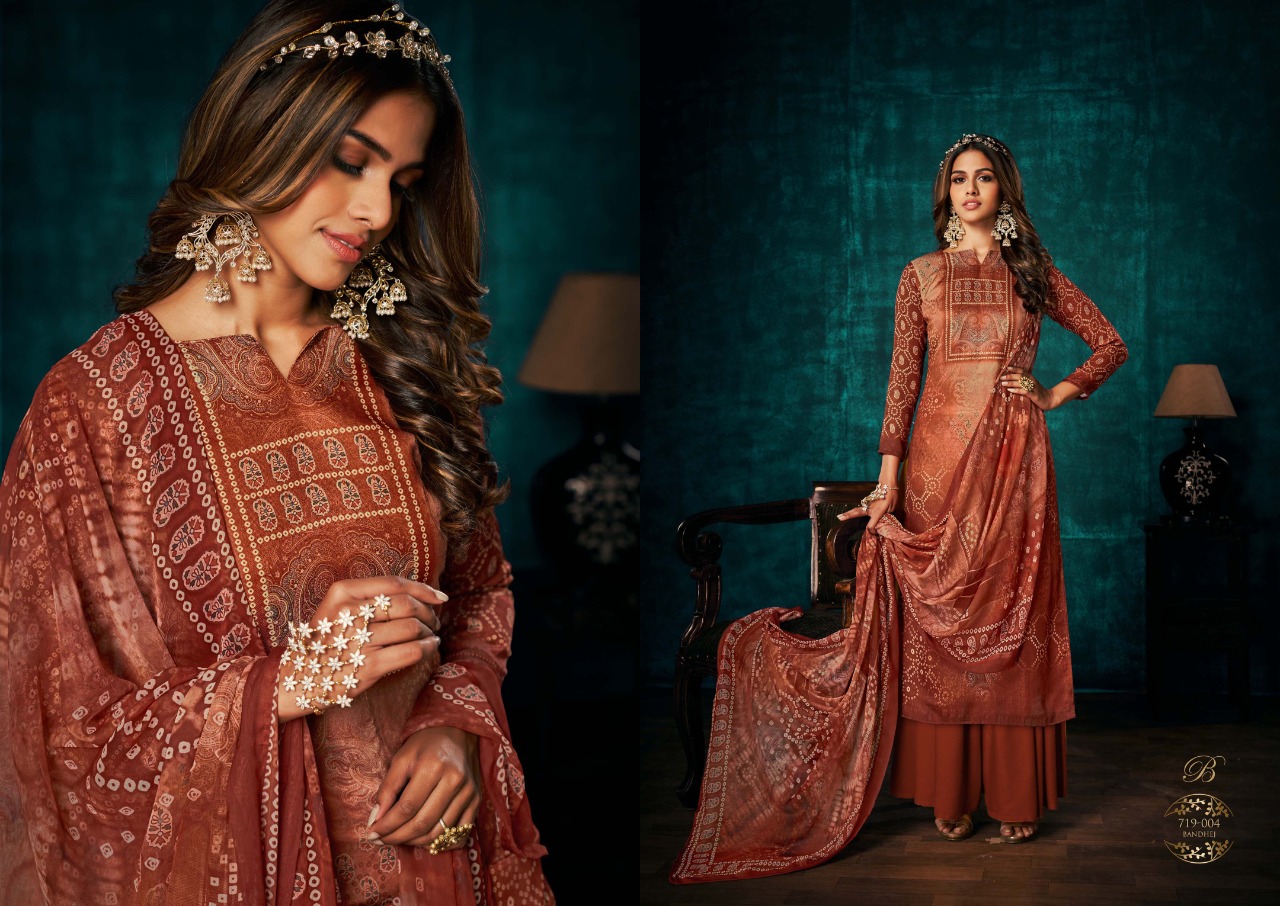 Belliza Royal Bandhej Digital Printed Pashmina Catalog