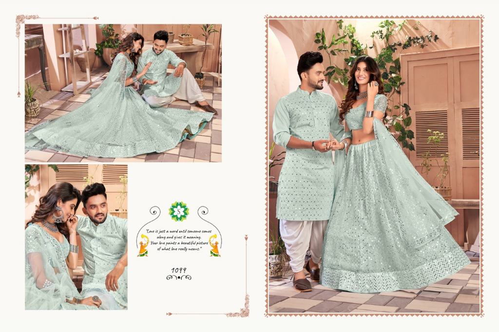 Couple Wear Of Shee Star Fantastic Sequence Work Lehenga Choli & Kurta Wedding Wear Couple Combo Wholesale Collection