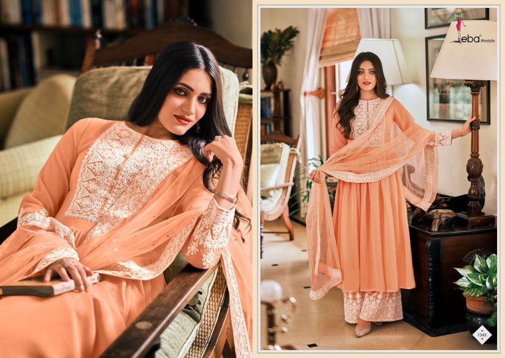 Eba Dil Noor Designer Party Wear Georgette Embroidery Salwar Suits Catalog