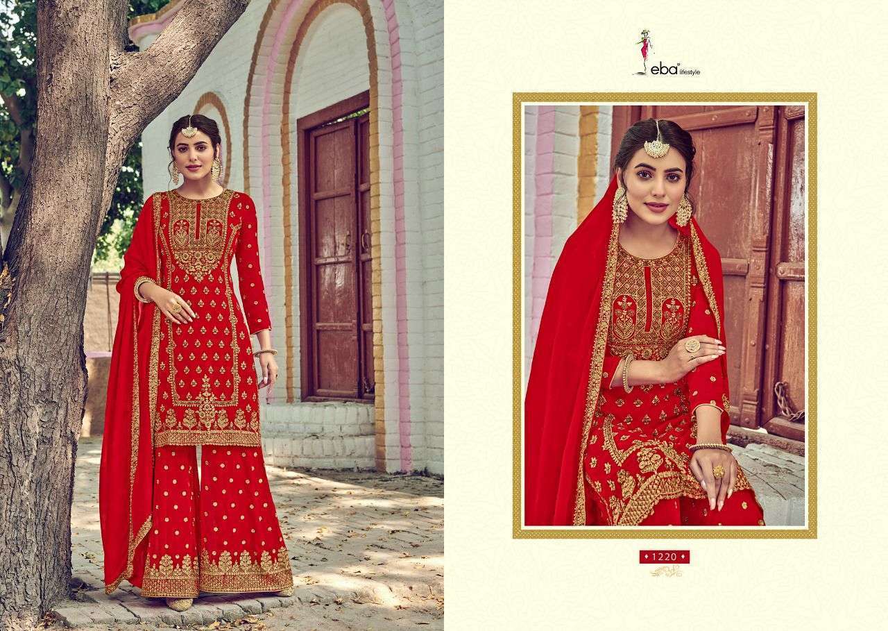 Eba Rose Gold Georgette With Embroidery Work Dress Material Catalog