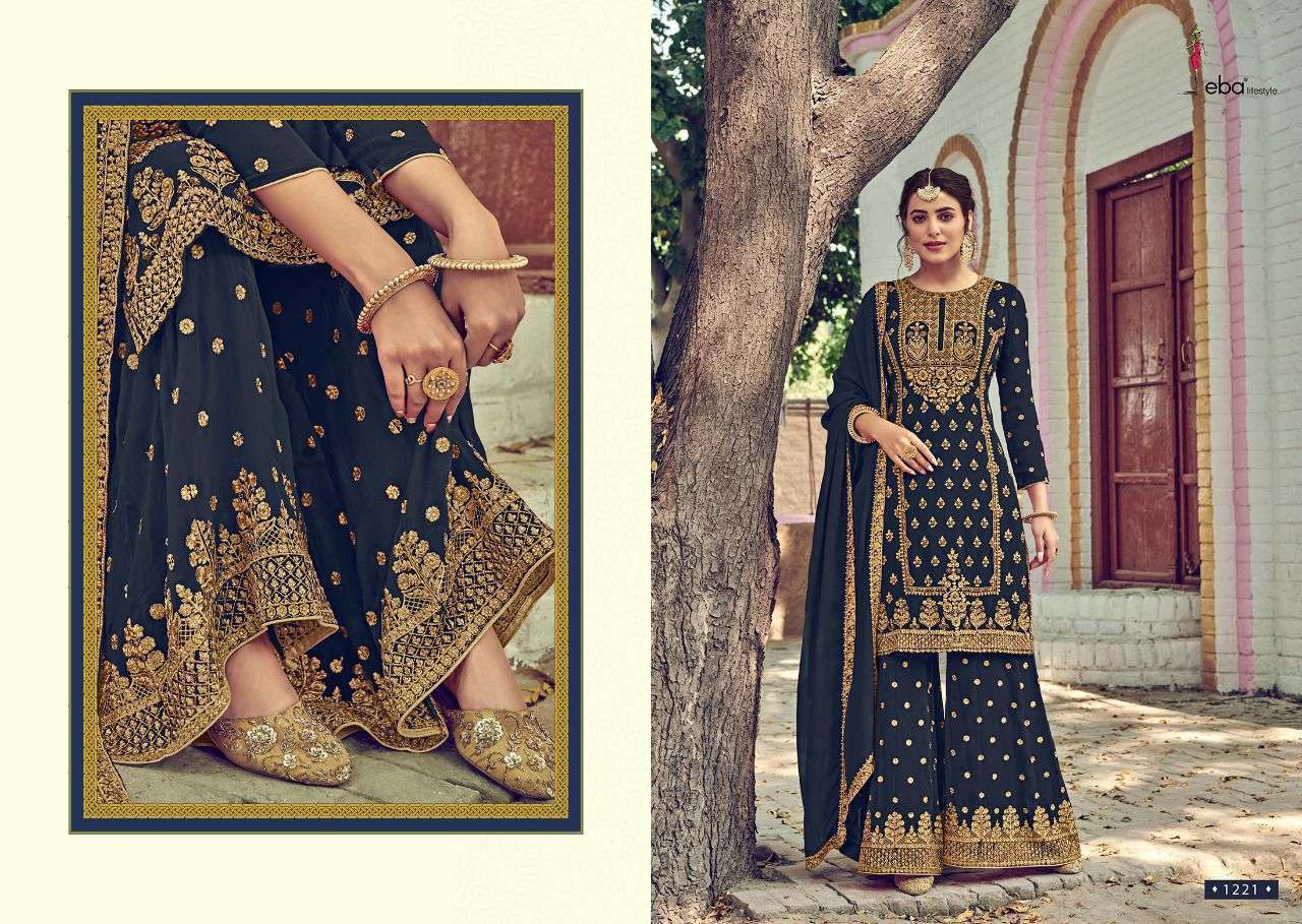 Eba Rose Gold Georgette With Embroidery Work Dress Material Catalog