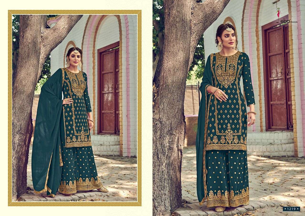 Eba Rose Gold Georgette With Embroidery Work Dress Material Catalog