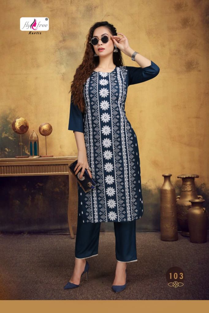 Fly Free Sunaina Fancy Regular Wear Designer Kurtis With Bottom Catalog