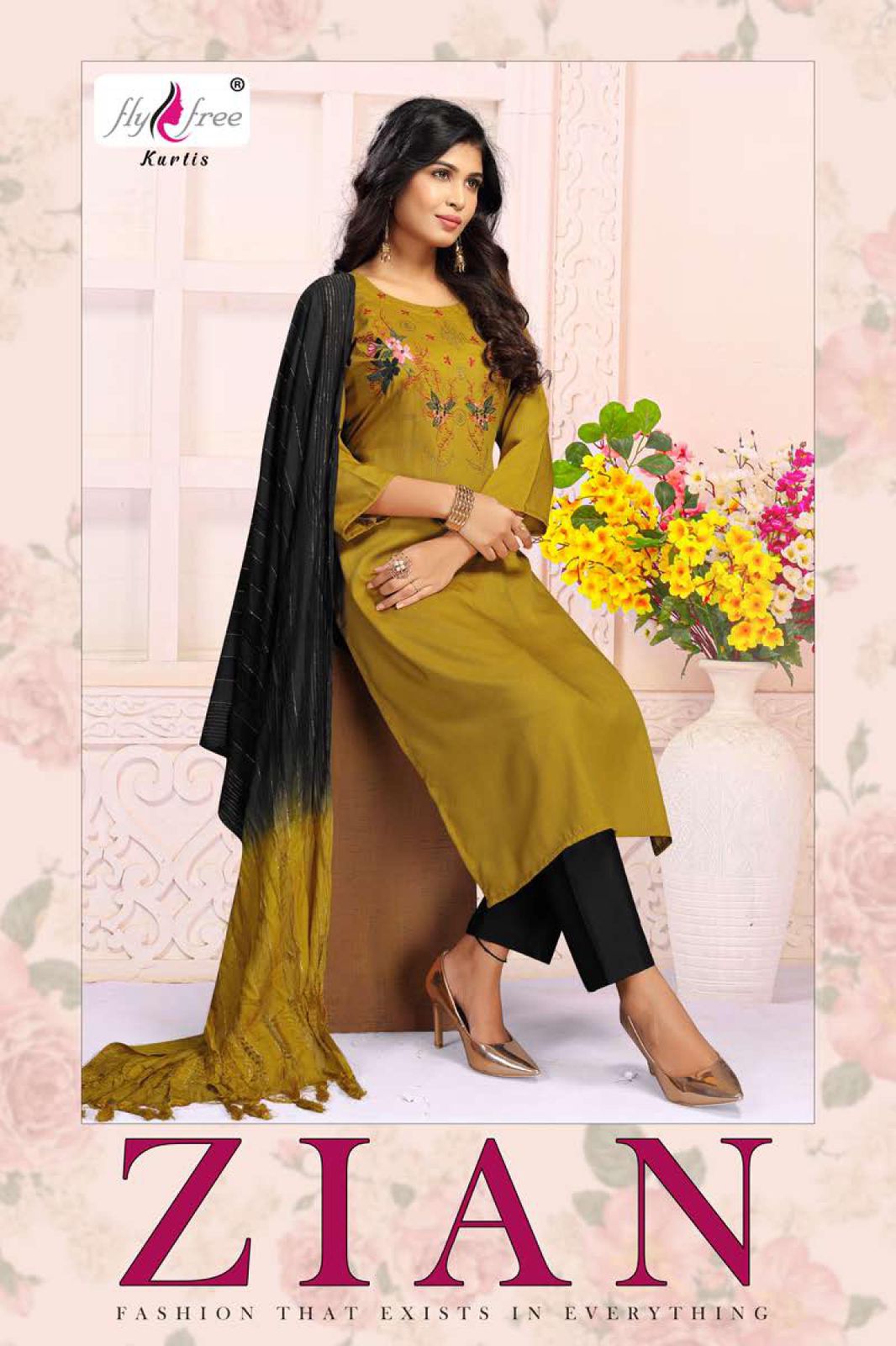 Fly Free Zian Ethnic Wear Ready Made Top With Bottom And Dupatta Catalog