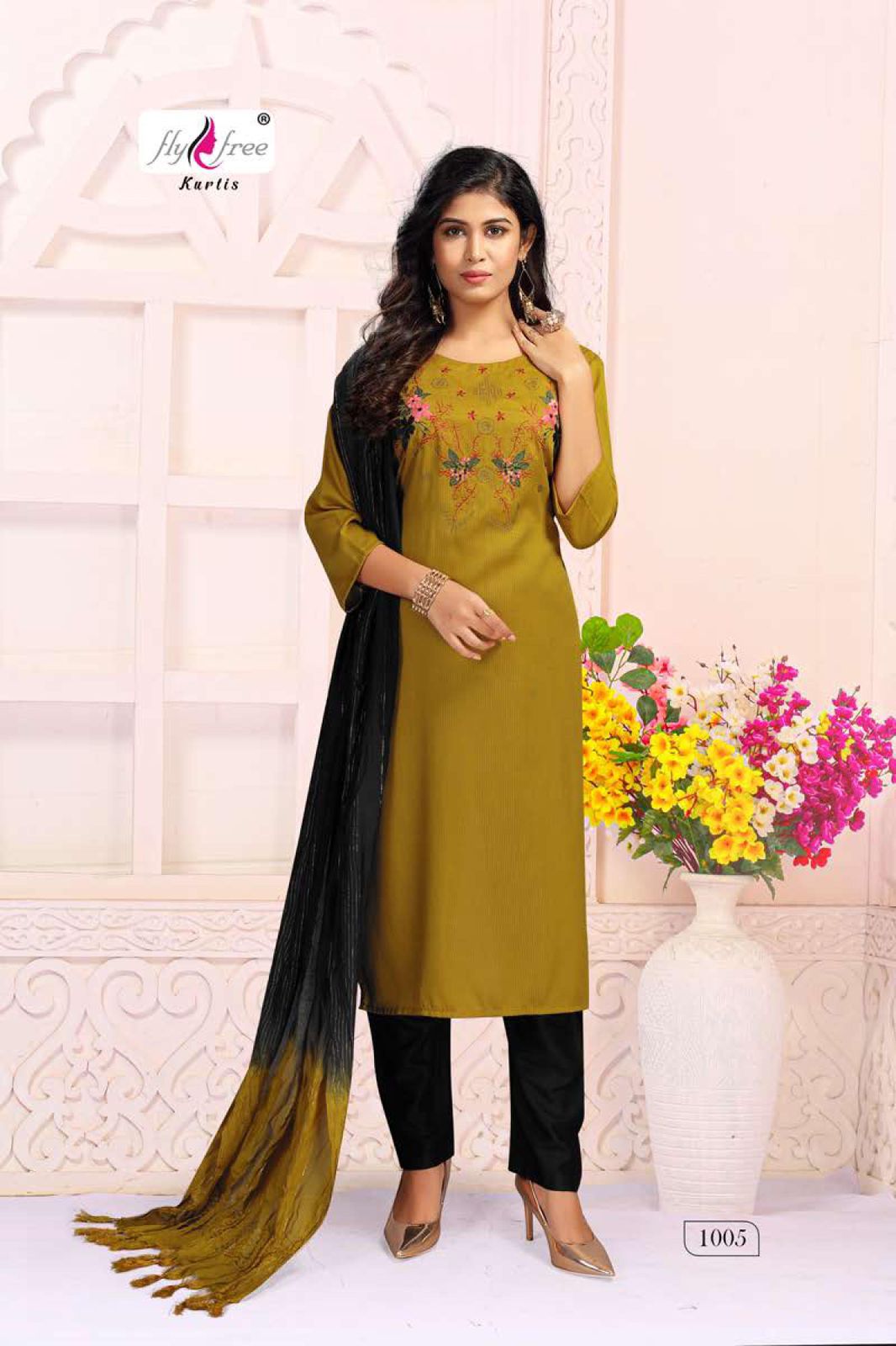 Fly Free Zian Ethnic Wear Ready Made Top With Bottom And Dupatta Catalog