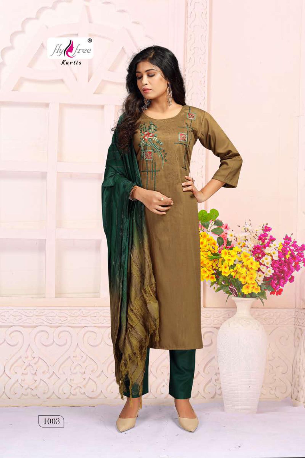 Fly Free Zian Ethnic Wear Ready Made Top With Bottom And Dupatta Catalog