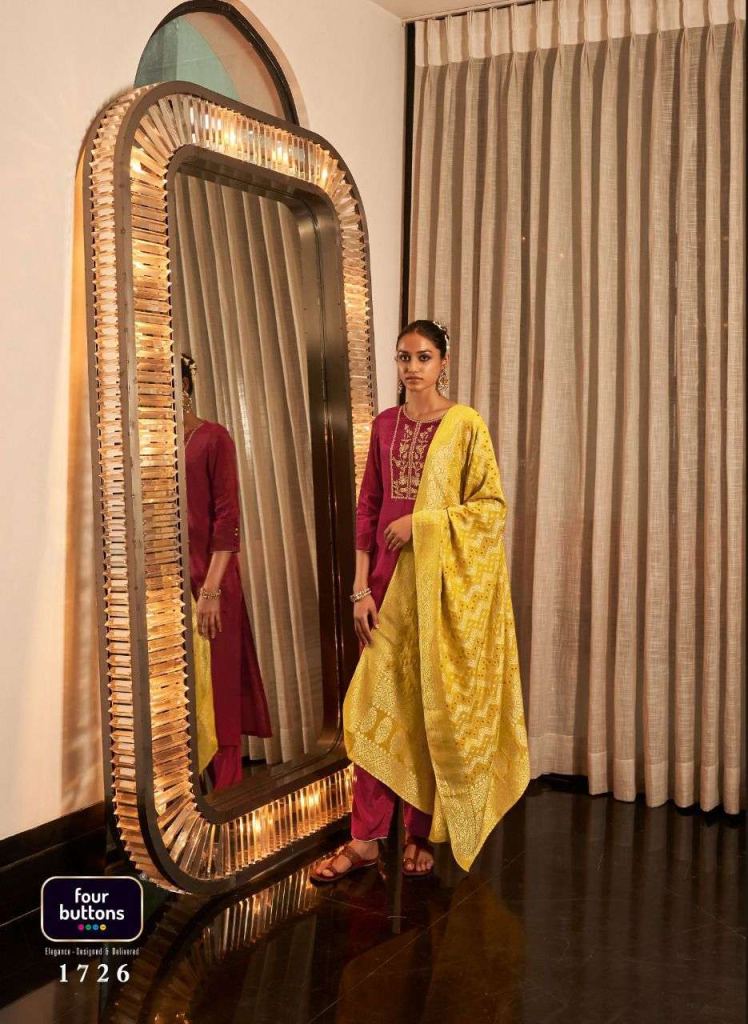 Four Buttons Bandhani Vol 3 Pure Viscose Silk Kurtis With Bottom And Dupatta Catalog