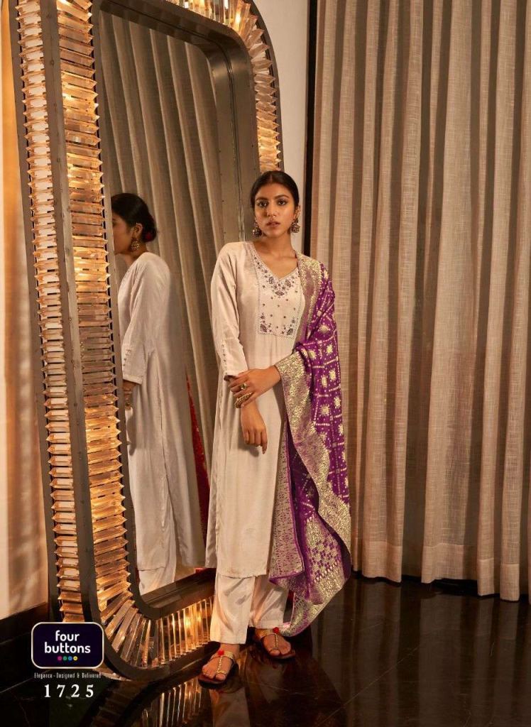 Four Buttons Bandhani Vol 3 Pure Viscose Silk Kurtis With Bottom And Dupatta Catalog