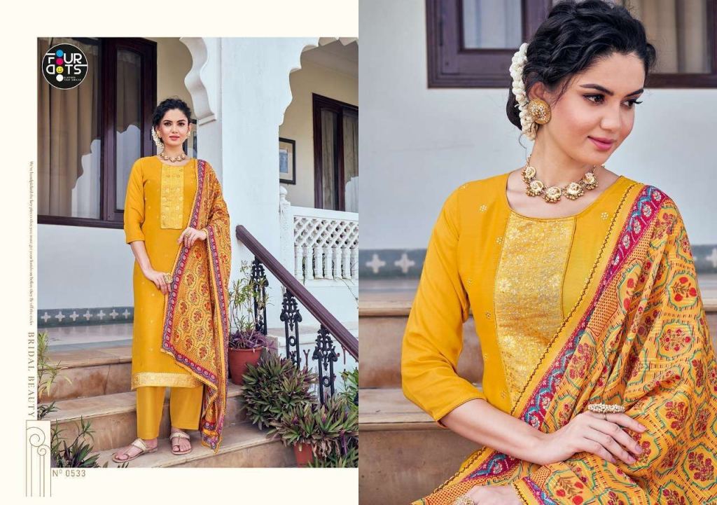 Four Dots Preyasi Vol 2 Muslin With Jacquard With Work Salwar Suits Catalog