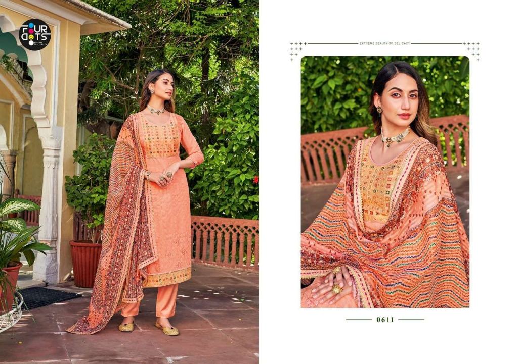 Fourdots Adhira Vol 3 (light) Muslin With Heavy Work Dress Material