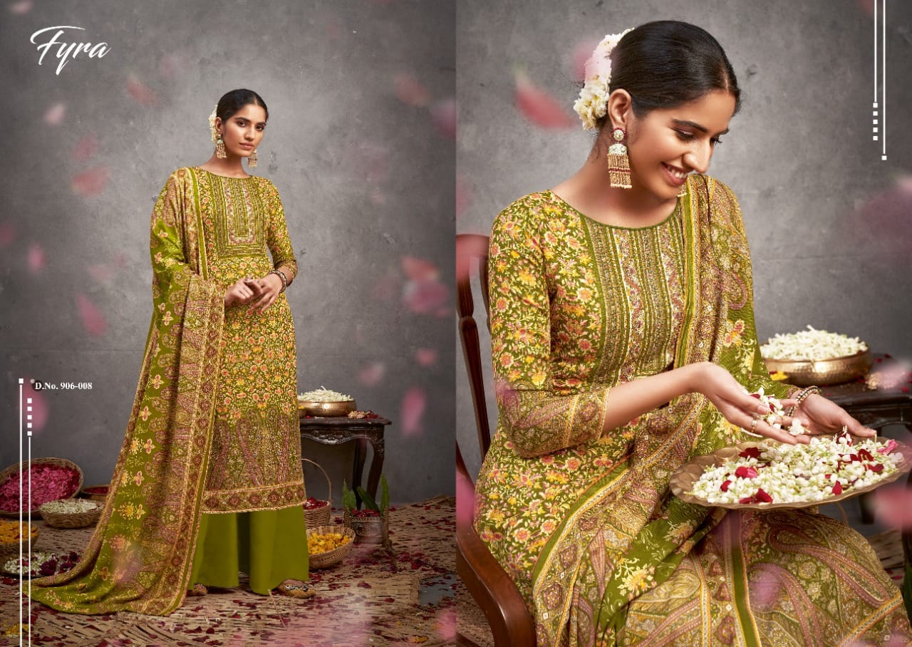 Fyra Kaani Designer Printed Pashmina Dress Material Catalog