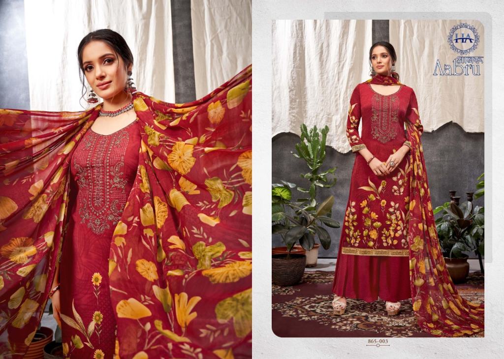 Harshit Aabru French Crep Printed Dress Material Catalog