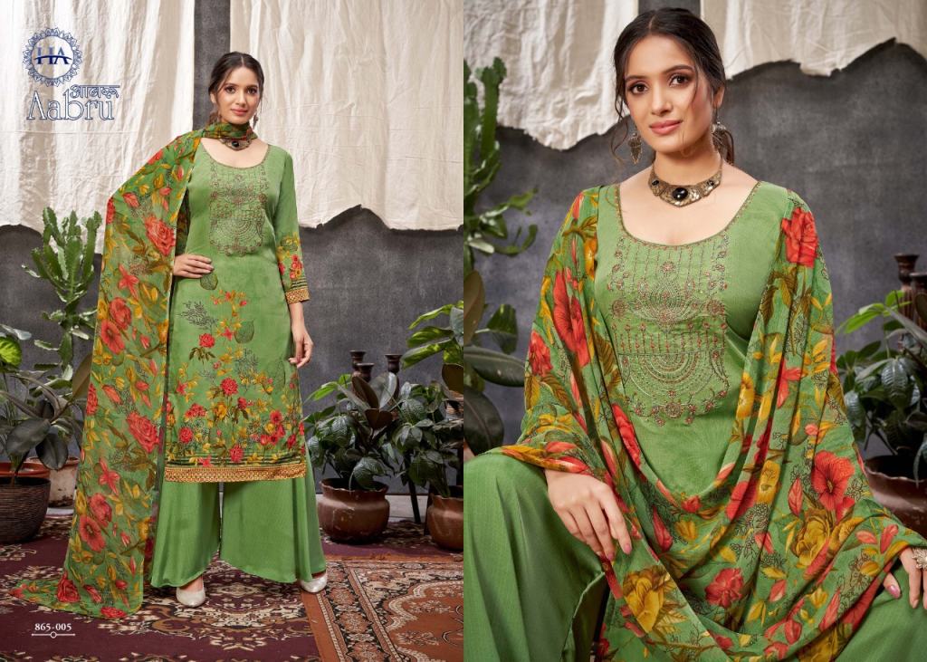 Harshit Aabru French Crep Printed Dress Material Catalog