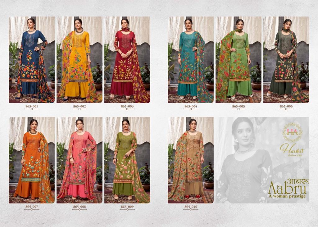 Harshit Aabru French Crep Printed Dress Material Catalog