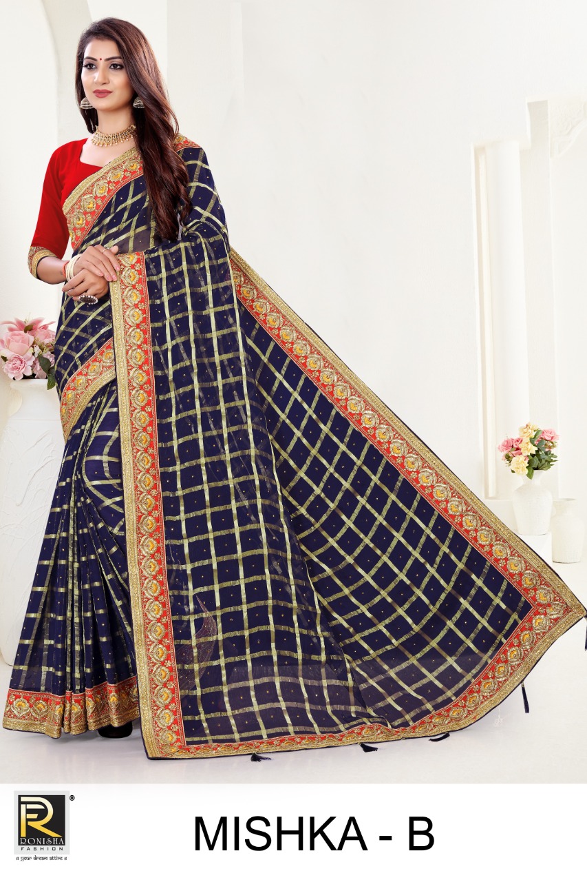 Ranjna Mishka Viscose Fabric Worked Border Heavy Diamond Stylish Saree Collection Wholesale Shop