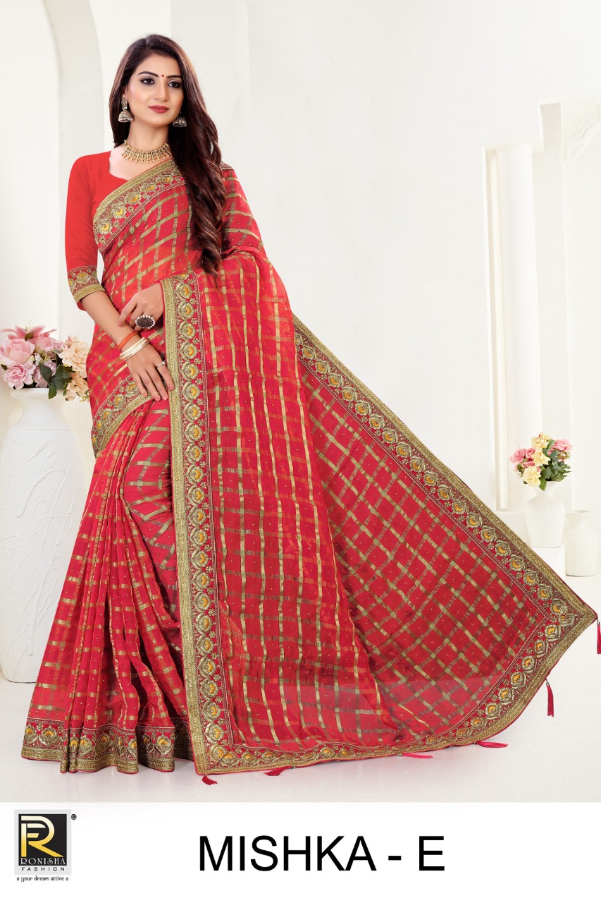 Ranjna Mishka Viscose Fabric Worked Border Heavy Diamond Stylish Saree Collection Wholesale Shop