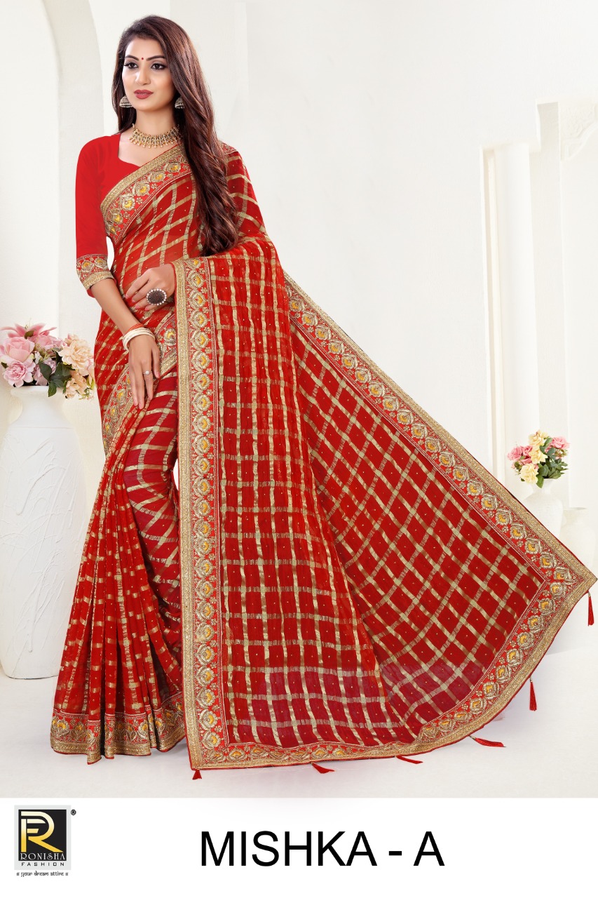 Ranjna Mishka Viscose Fabric Worked Border Heavy Diamond Stylish Saree Collection Wholesale Shop