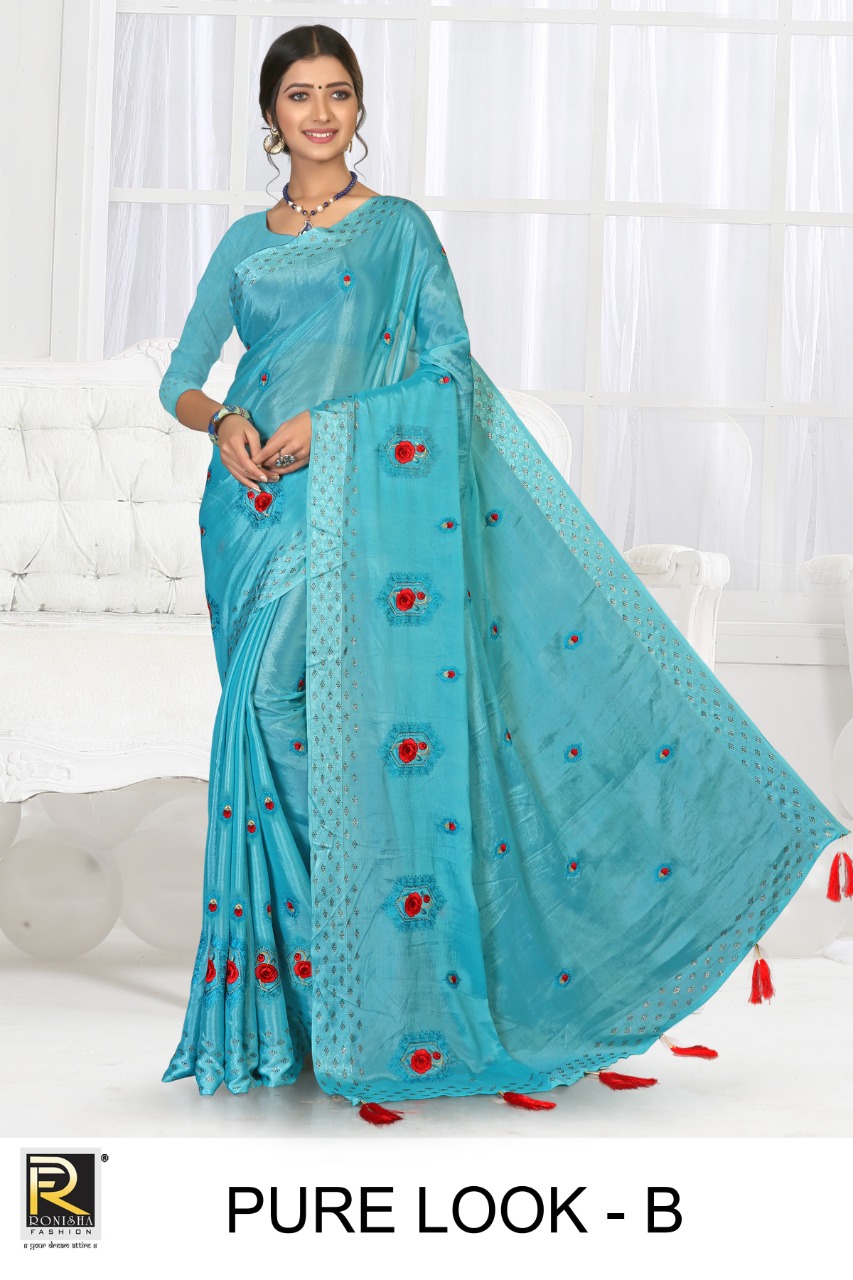 Ranjna Pure Look Fancy Thread Worked Siroski Diamond Exclusive Saree Online Shop