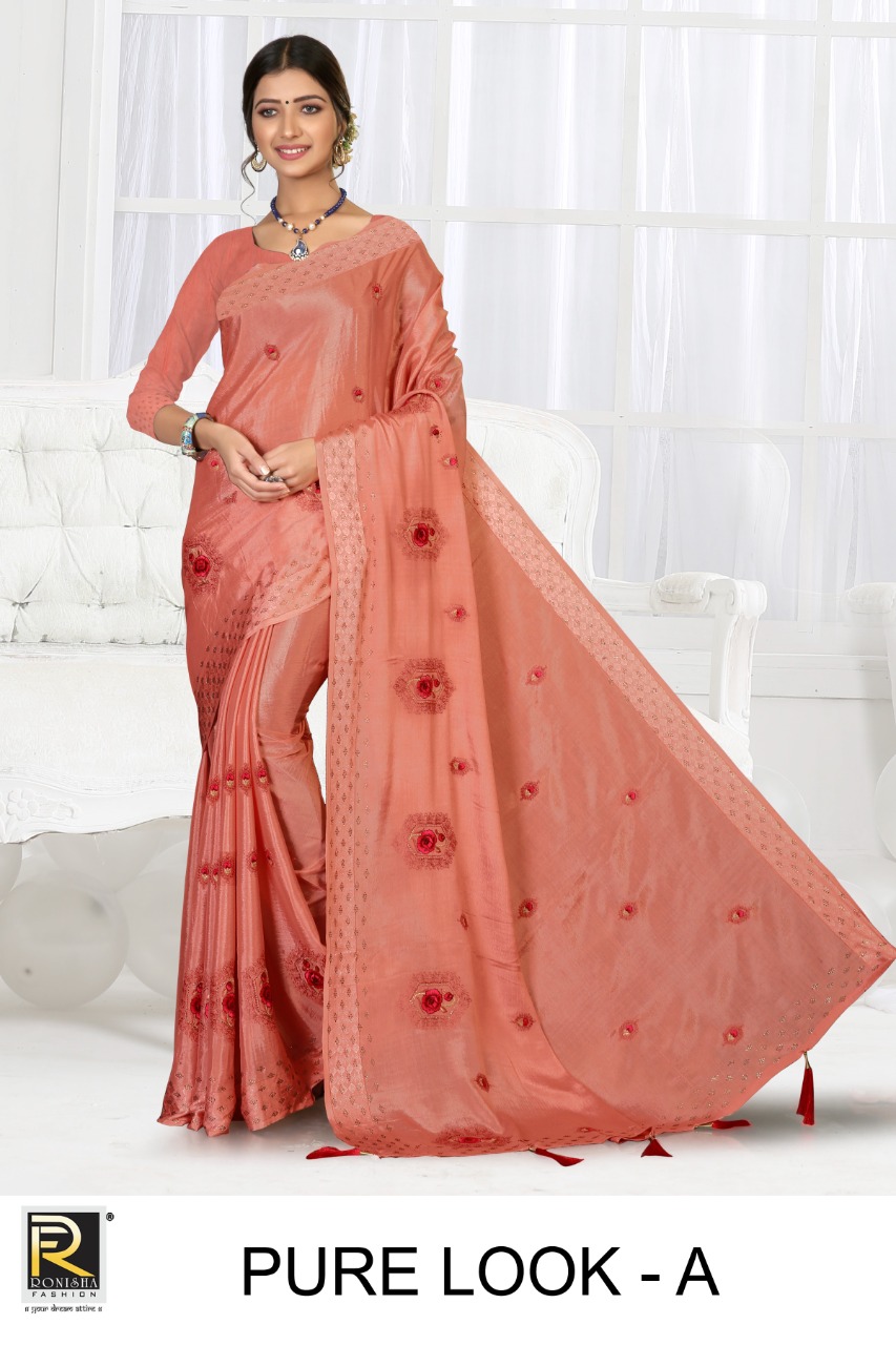 Ranjna Pure Look Fancy Thread Worked Siroski Diamond Exclusive Saree Online Shop