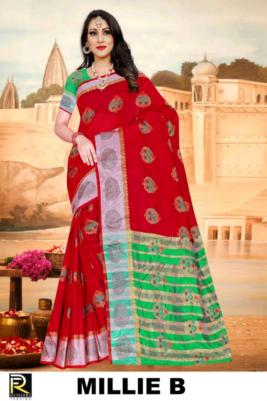 Ranjna Millie Casual Wear Cotton Silk Saree Collction Wholesale Shop